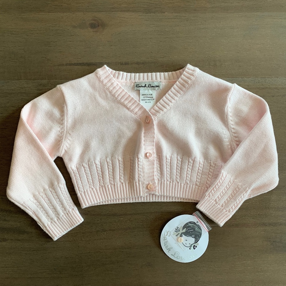 New Sarah Louise Girls Pink Crop Cardigan 18M